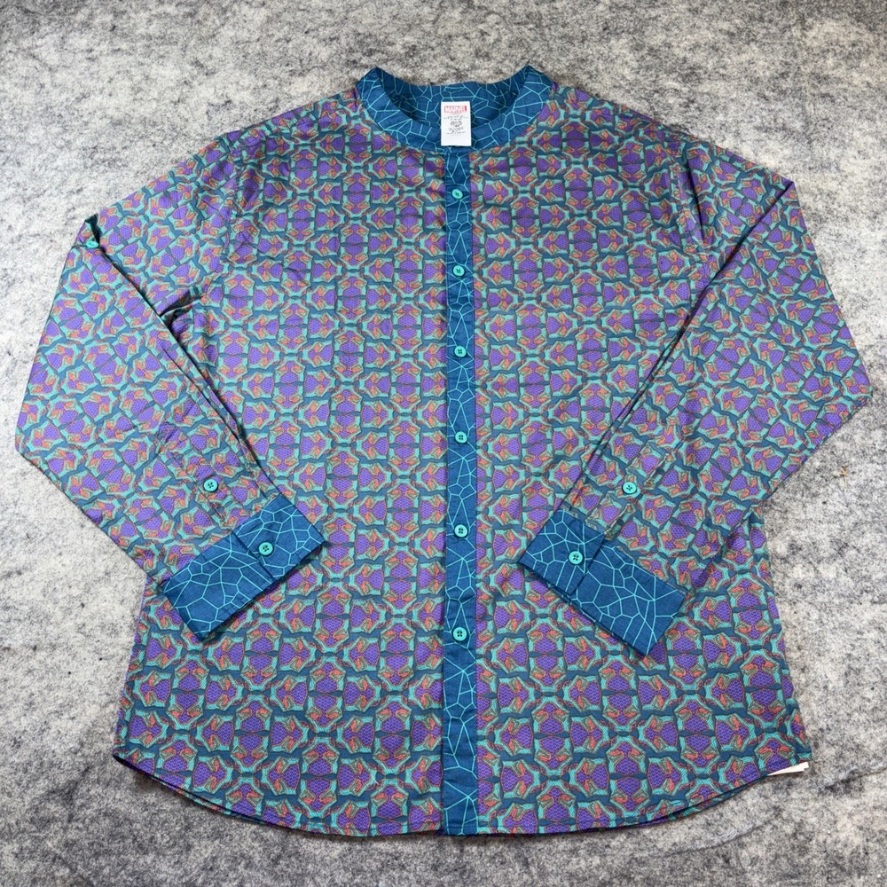 NWT Disney Parks Marvel Black Panther Men's L Teal LS Button Up Shirt Wakanda